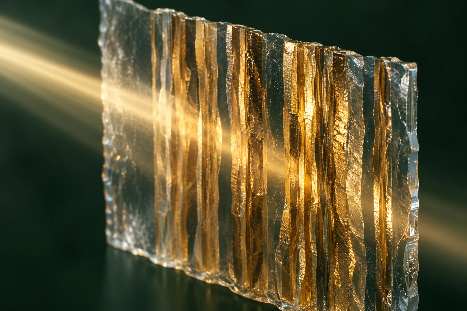 Conceptual golden crystal ribbons passing through an ultrathin semitransparent film
